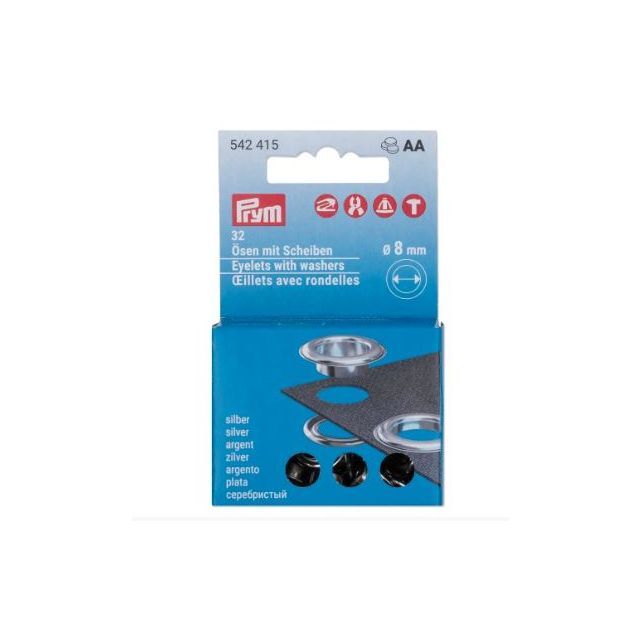 Prym - Silver Eyelet with Washer - 8mm (pack of 32) - 542415