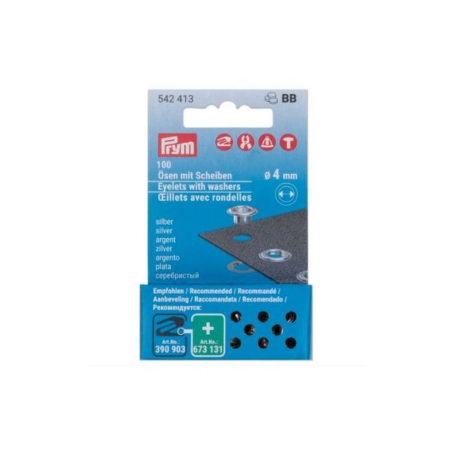 Prym - Silver Eyelet with Washer - 4mm (pack of 100)