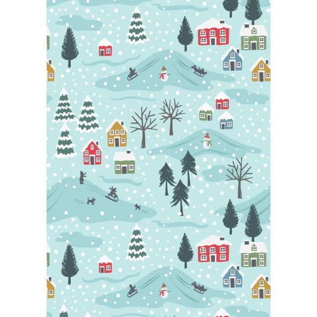 Snow Day on Icy Blue Flannel by Lewis & Irene
