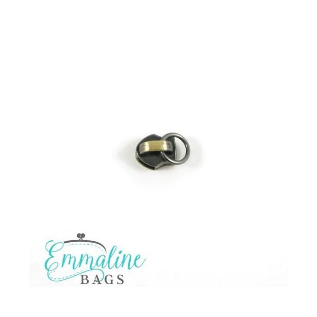 Emmaline Zipper Sliders with Pulls (10-pack) - Size #5 - Brushed Antique Brass / Slider with Attachment Ring