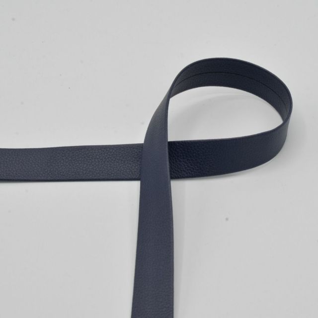 Textured Faux Leather Bias Tape - 20mm - Marine Blue Col. 508