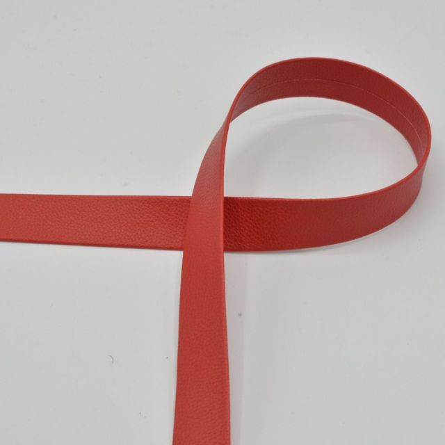 Textured Faux Leather Bias Tape - 20mm - Red Col. 515