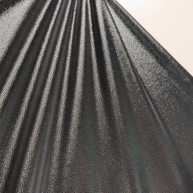 Stretch Faux Leather Shiny Texture Black