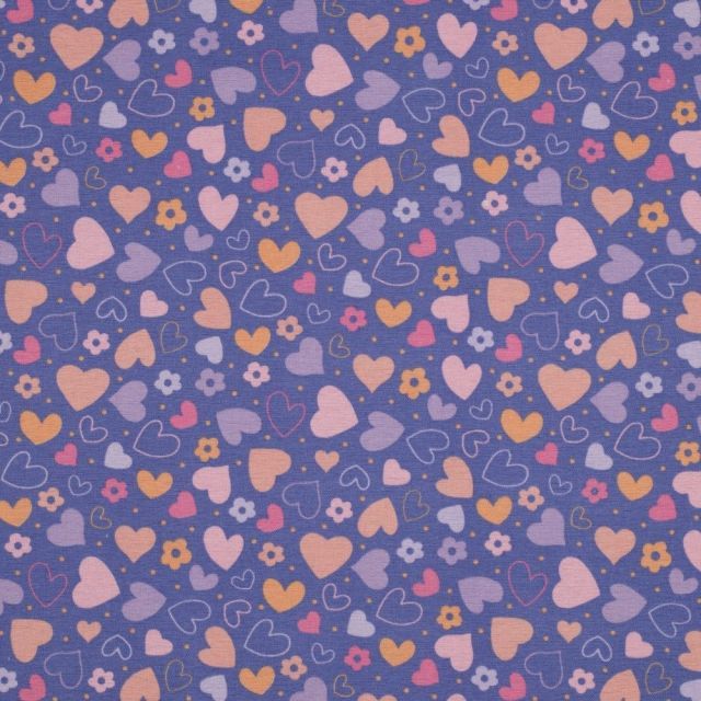 Cotton Flannel - Hearts on Lavender