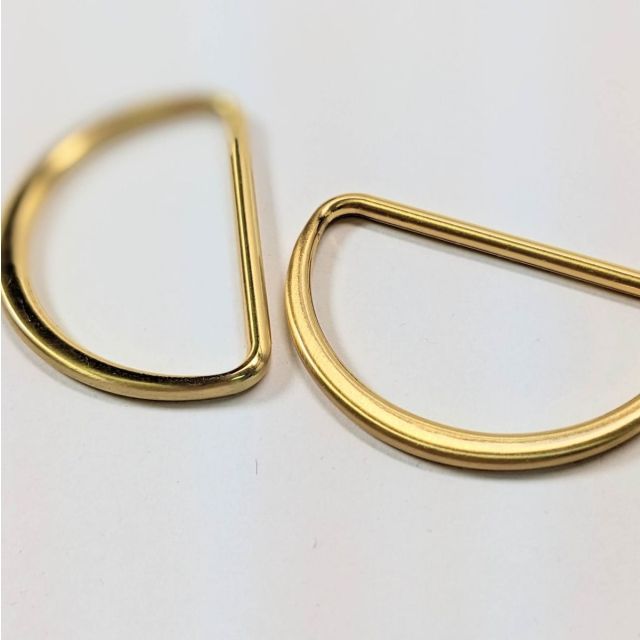D-ring with flat edge - 40mm - Gold pack of 2