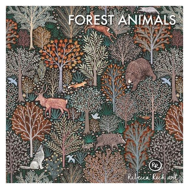 Premium Designer Softshell - Forest Animals by Rebecca Reck
