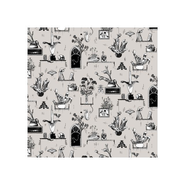 Transylvanian Studies by Francesca Reyes for RJR Studios - The Killers on Fog Grey - 100% Cotton (Per 1/2m)