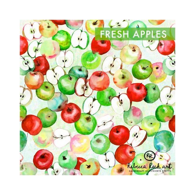 BOLT END- 150 CM - Organic Jersey Knit - Fresh Apples by Rebecca Reck