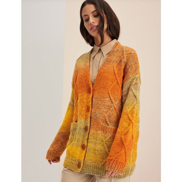 Jacket with Diamond Braid GOMITOLO Size 40-50 -  Knitting Pattern + Yarn Bundle by LANA GROSSA (Gomitolo 14 Design 25)