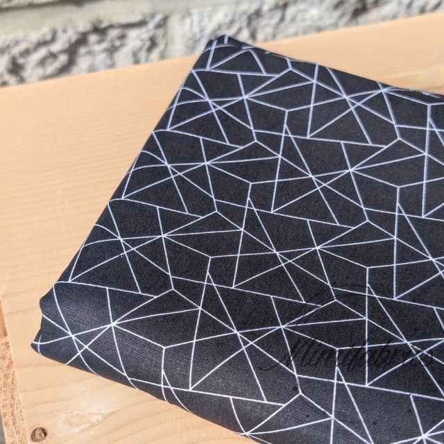 Cotton Poplin Geo Lines - Black Col. 13