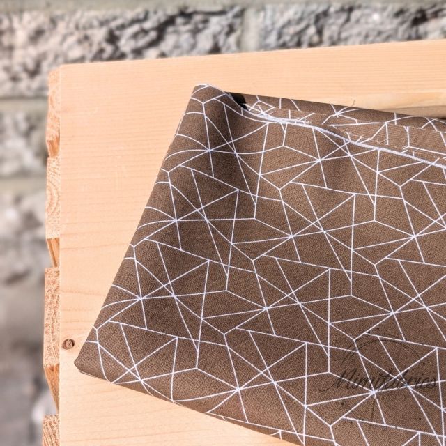 Cotton Poplin Geo Lines - Coffee Col. 09