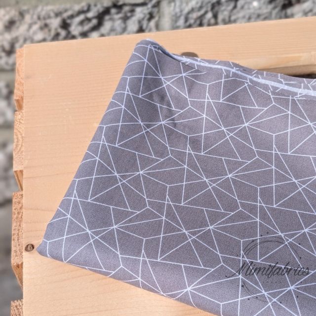 Cotton Poplin Geo Lines - Grey Col. 08