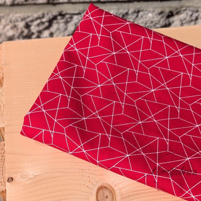 Cotton Poplin Geo Lines - Red Col. 02