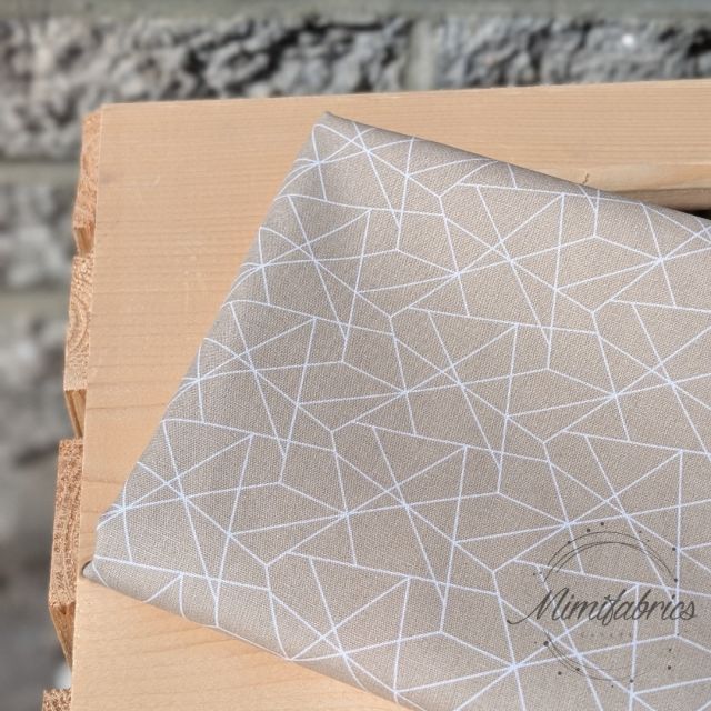 Cotton Poplin Geo Lines - Sand Col. 06