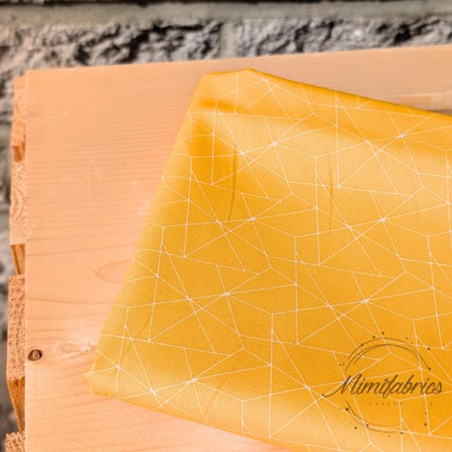 Cotton Poplin Geo Lines - Dandelion Yellow Col. 18