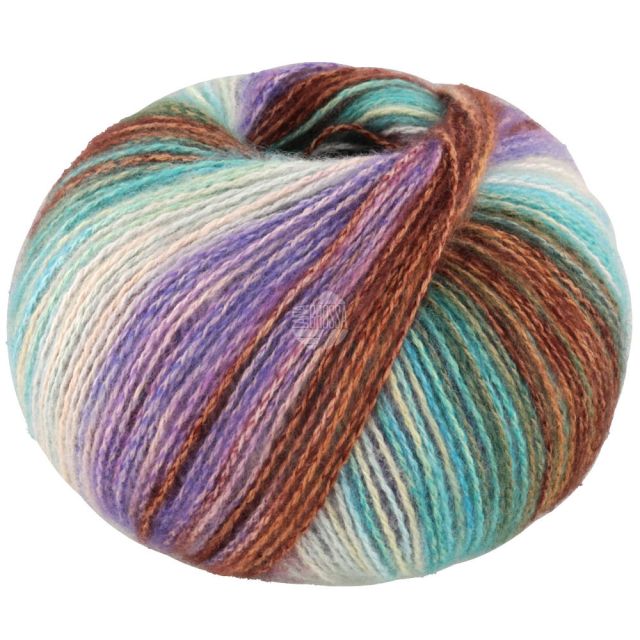 GIANNA cotton/merino/cashmere yarn - Violet/Teal/Brown Col. 01 -  50g Ball by Lana Grossa