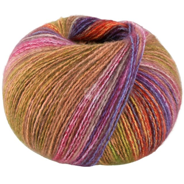 GIANNA cotton/merino/cashmere yarn - Orange/Green/Violet Col. 02 -  50g Ball by Lana Grossa