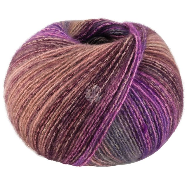 GIANNA cotton/merino/cashmere yarn - Purple/Grey/Camel Col. 03 -  50g Ball by Lana Grossa