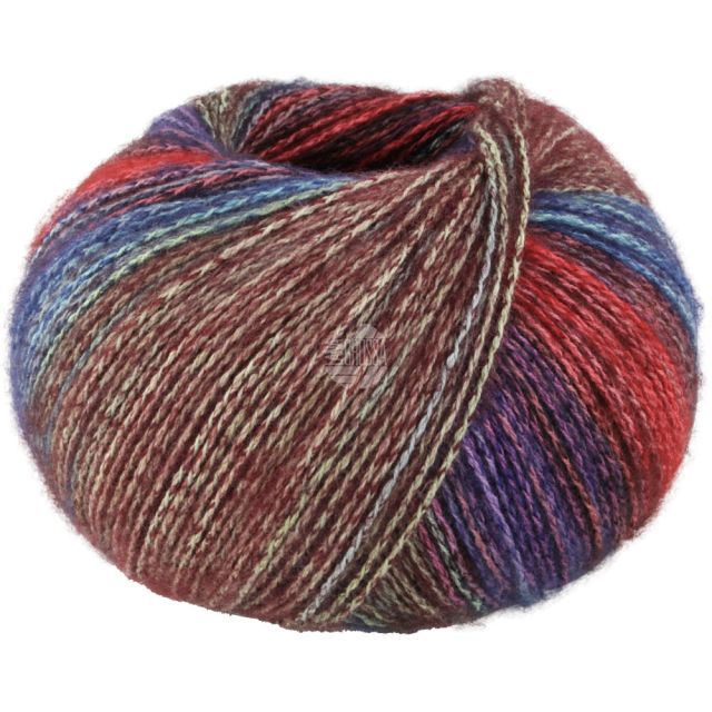 GIANNA cotton/merino/cashmere yarn - Navy/Turquoise/Red Col. 07 -  50g Ball by Lana Grossa