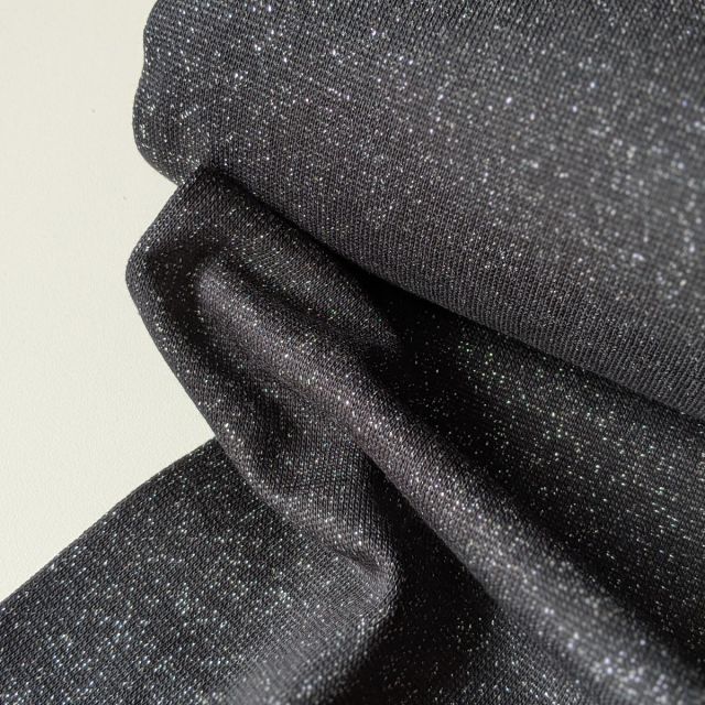 Glitter Ribbing - Black with Silver Glitter