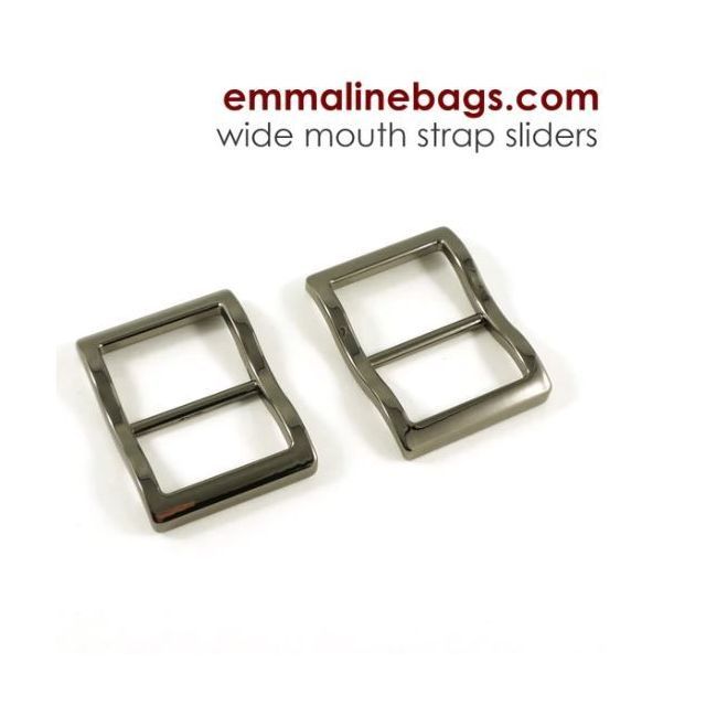 Wide Mouth Strap Adjustable Sliders - Extra Wide for thicker straps - 25mm (1") 2 pieces - Gunmetal