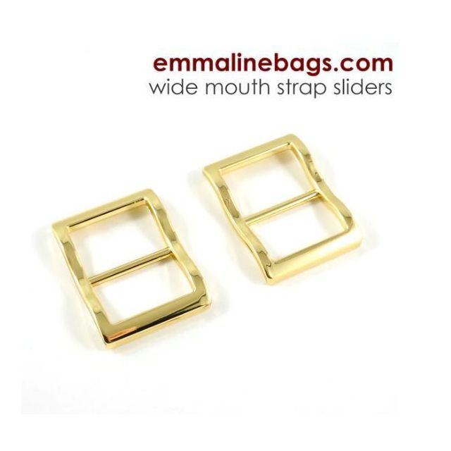 Wide Mouth Strap Adjustable Sliders - Extra Wide for thicker straps - 25mm (1") 2 pieces - Gold 