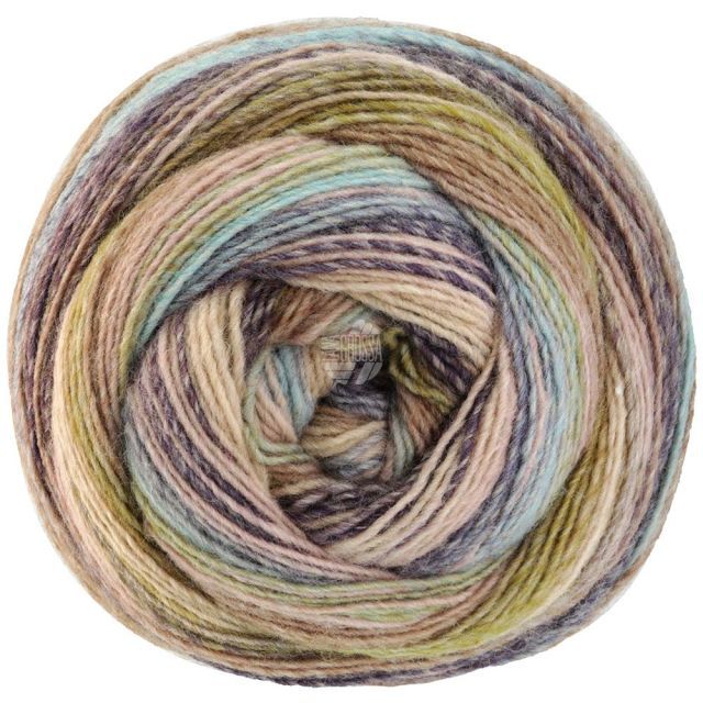 Gomitolo Arte - Single Ply Yarn with Dégradé Effect - Blue/Green/Purple/Pink Col. 1018 - 200g Skein by Lana Grossa