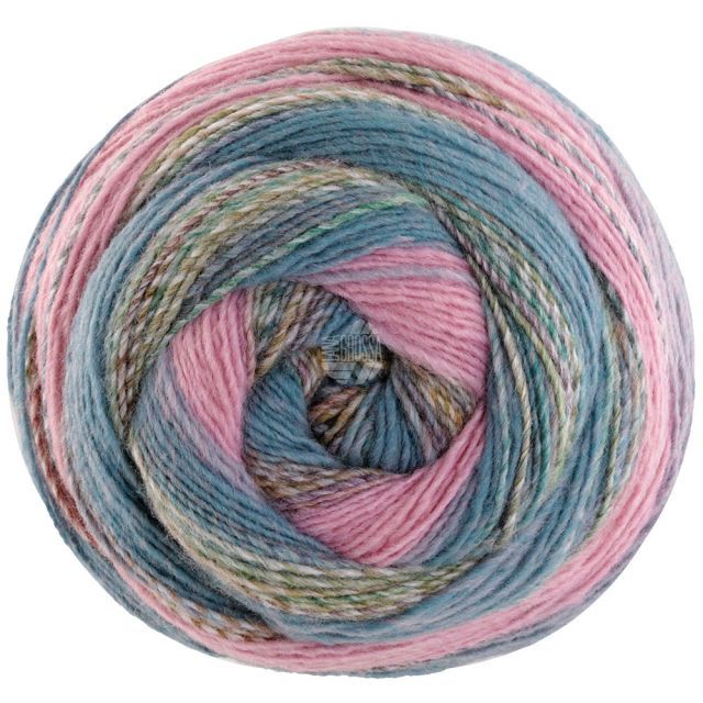 Gomitolo Fusion - Single Ply Yarn with Gradient  and Stripe Effect -Pink/Grey/Blue/Green/Brown Col. 2023 - 200g Skein by Lana Grossa