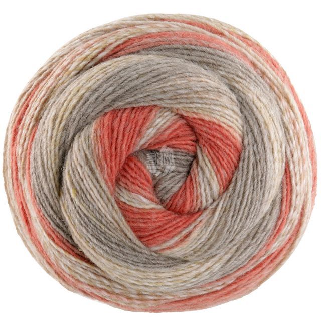 Gomitolo Fusion - Single Ply Yarn with Gradient  and Stripe Effect -Taupe/Beige/Orange/Brown Col. 2024 - 200g Skein by Lana Grossa