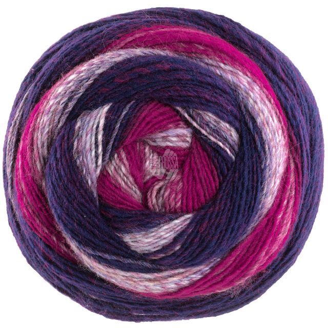 Gomitolo Fusion - Single Ply Yarn with Gradient  and Stripe Effect -Purple/Pink/MauveCol. 2026 - 200g Skein by Lana Grossa