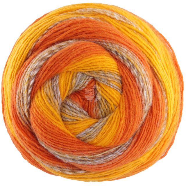 Gomitolo Fusione - Single Ply Yarn with Gradient  and Stripe Effect - Yellow/Orange/Brown Col. 2030 - 200g Skein by Lana Grossa