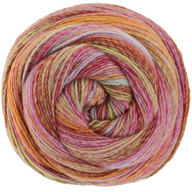 Gomitolo Pablo - Single Ply Yarn with Dégradé Effect - Pink/Green/Peach/Lilac Col. 3011 - 200g Skein by Lana Grossa
