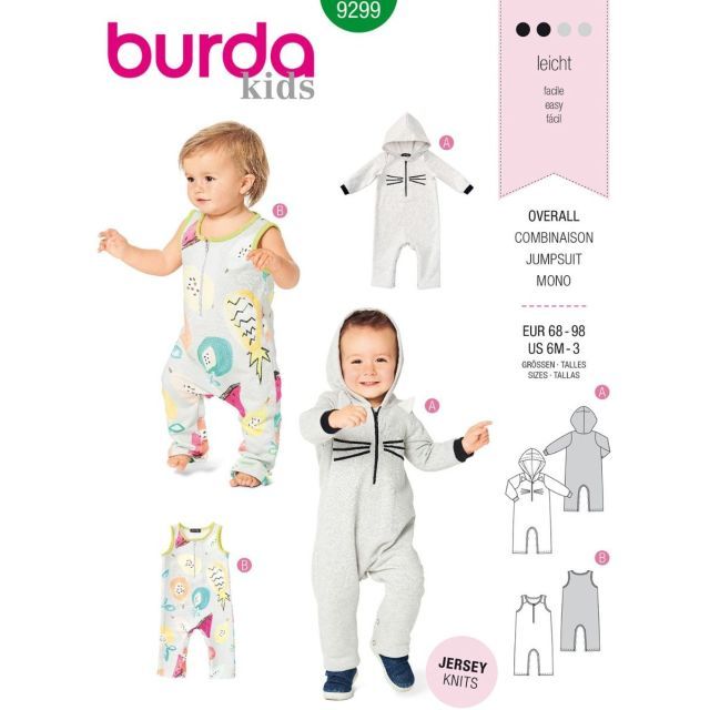 BURDA - 9299 -  Kids' Half-Zip Romper