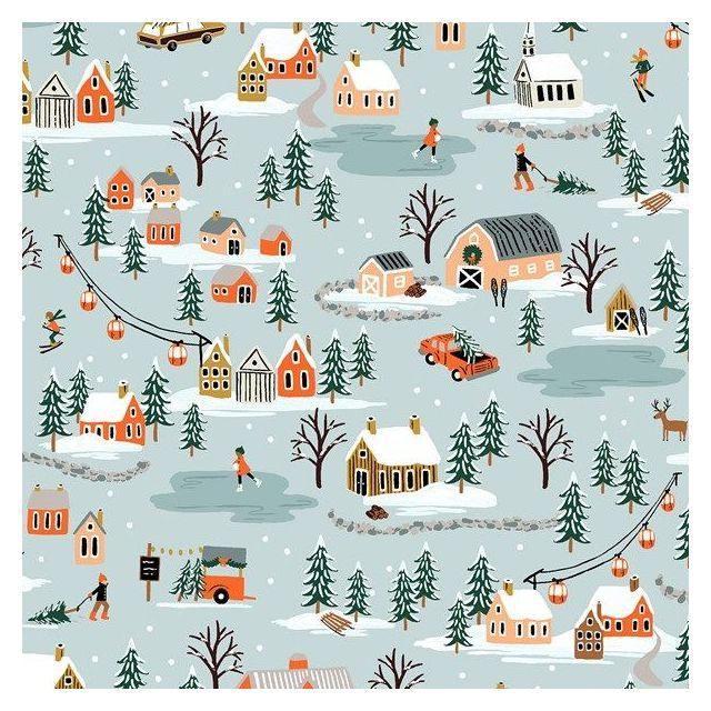 100% Cotton - Holiday Classics - Holiday Village Misty - Rifle Paper for Cotton + Steel per 1/2m