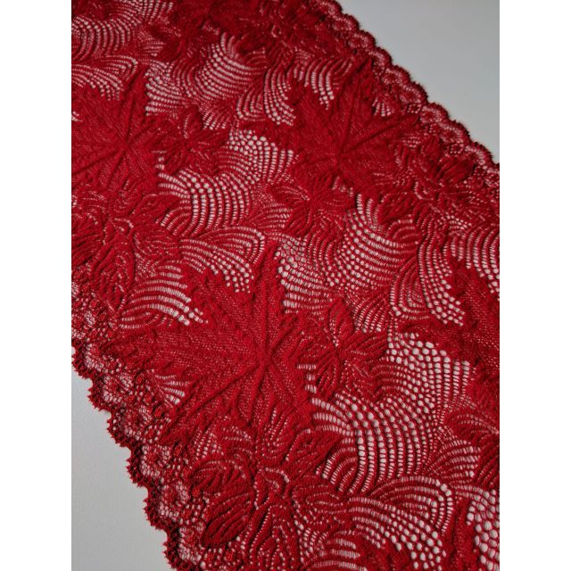 Stretch Lace Fabric (22cm Band) - Red Maple Leaf