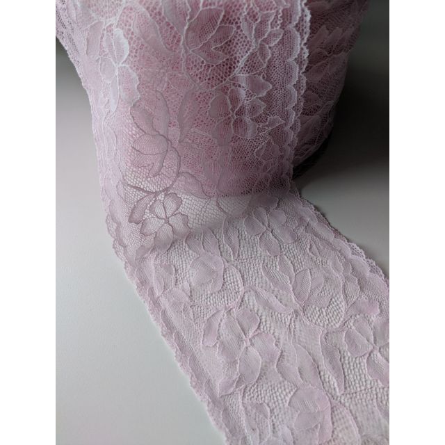 Stretch Lace Fabric (15cmcm Band) - Flower Tendril Light Pink