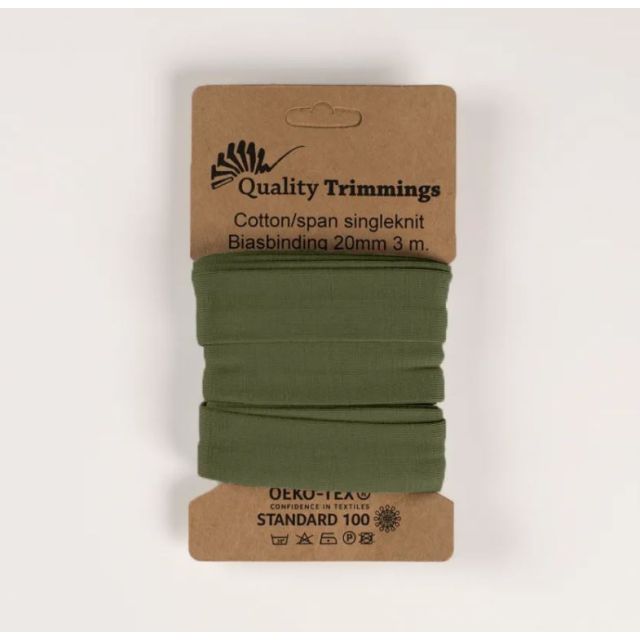 Jersey Bias Tape - Khaki - 10mm x 3m