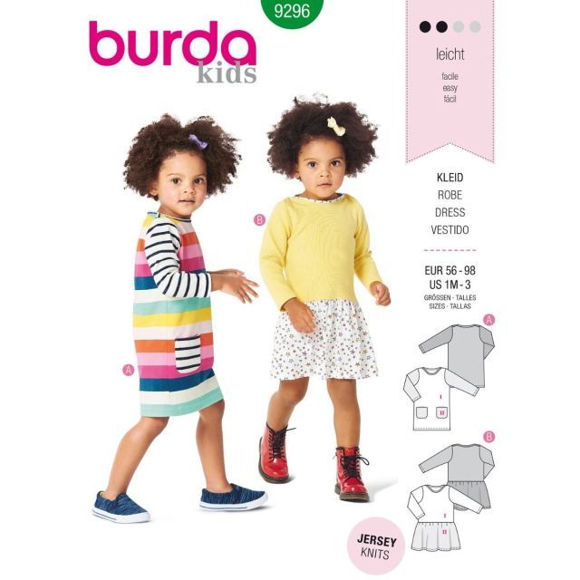BURDA - 9296 -  Kids' Shirtdress and Gathered Skirt