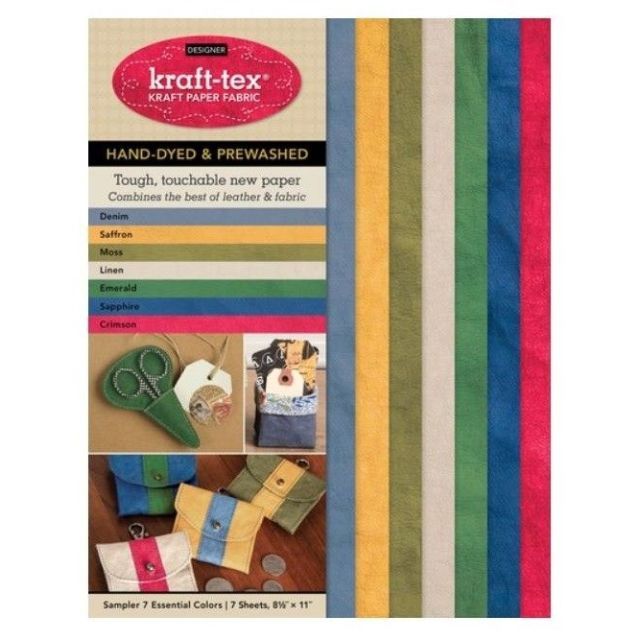 Kraft-Tex Artisanal (Designer) Kraft Fabric Sampler in 7 Essential Hand-Dyed & Pre-Washed Colours, 7pc. (8 1/2" x 11")