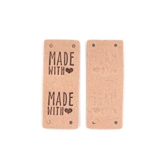 "Made with Love" Faux Suede Labels - Dusted Rose - Mimitrims (Set of 10)