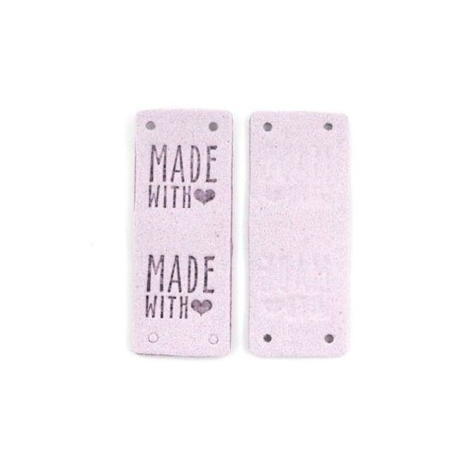 "Made with Love" Faux Suede Labels - Lilac - Mimitrims (Set of 10)