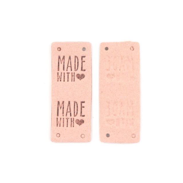 "Made with Love" Faux Suede Labels - Light Pink - Mimitrims (Set of 10)
