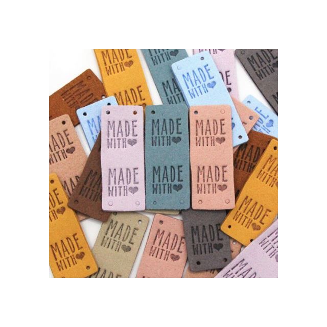 "Made with Love" Faux Suede Labels - Mixed - Mimitrims (Set of 20)