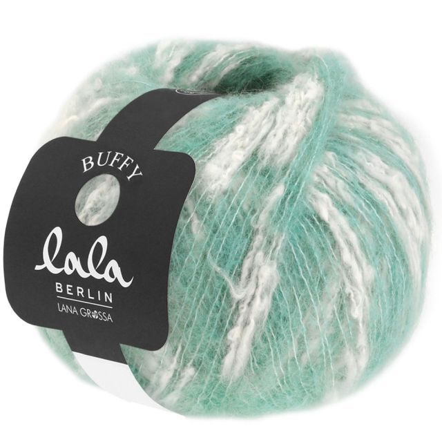 Lala Berlin Buffy - Baby Alpaca / Cotton - Mint Turquoise / Off White col.005 - 50g Skein by Lana Grossa