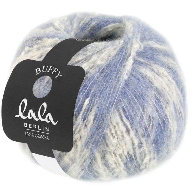 Lala Berlin Buffy - Baby Alpaca / Cotton - Light Blue  / Off White col.006 - 50g Skein by Lana Grossa