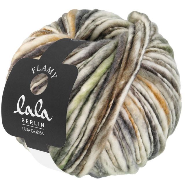 Lala Berlin Flamy - Merino Wool Beige/Green/Ochre Col. 101 - 100g Skein by Lana Grossa