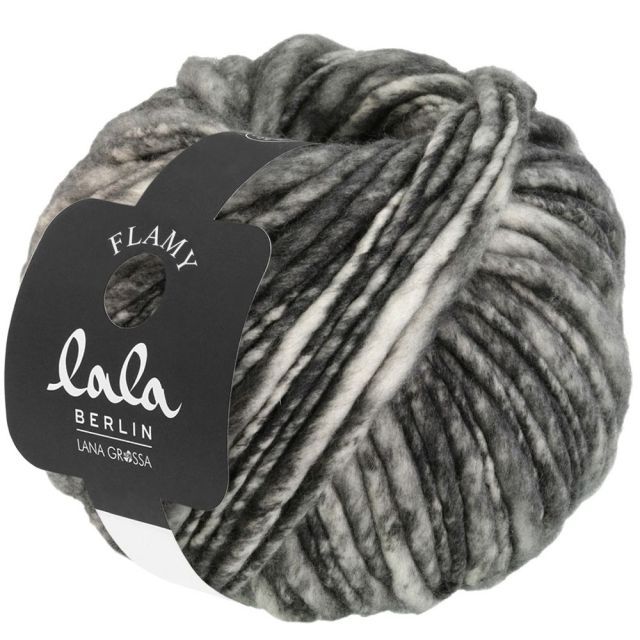 Lala Berlin Flamy - Merino Wool Charcoal/White Col. 102 - 100g Skein by Lana Grossa