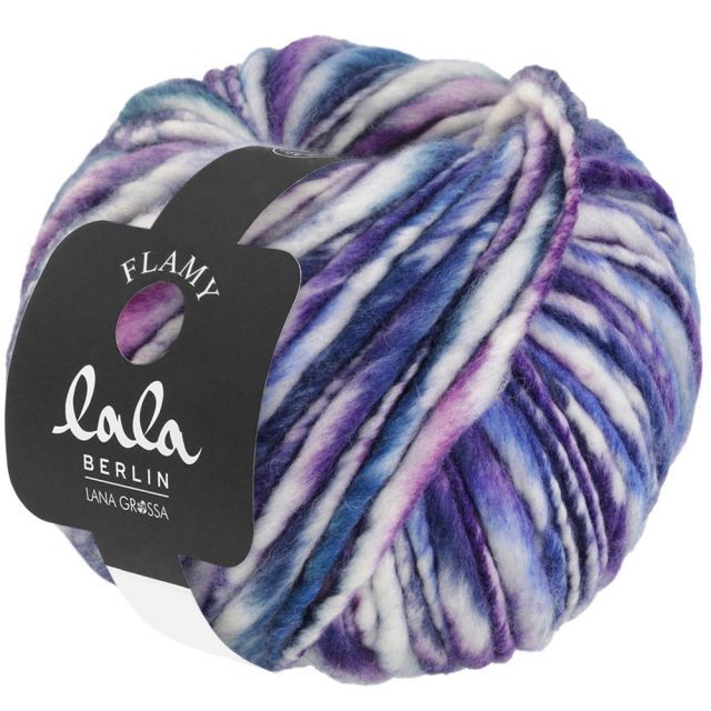 Lala Berlin Flamy - Merino Wool Ble/Violet/White Col. 104 - 100g Skein by Lana Grossa