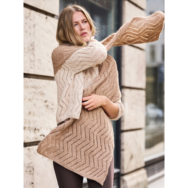 Scarf with Ajour Pattern NATURAL LAMA FINE -  Knitting Pattern + Yarn Bundle by LANA GROSSA (Lama Flyer Design 2)