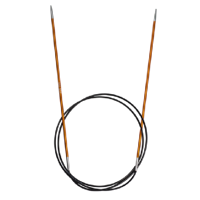 Fixed Circular Knitting Needle - Alminium/Orange - 2.0mm/80cm by Lana Grossa
